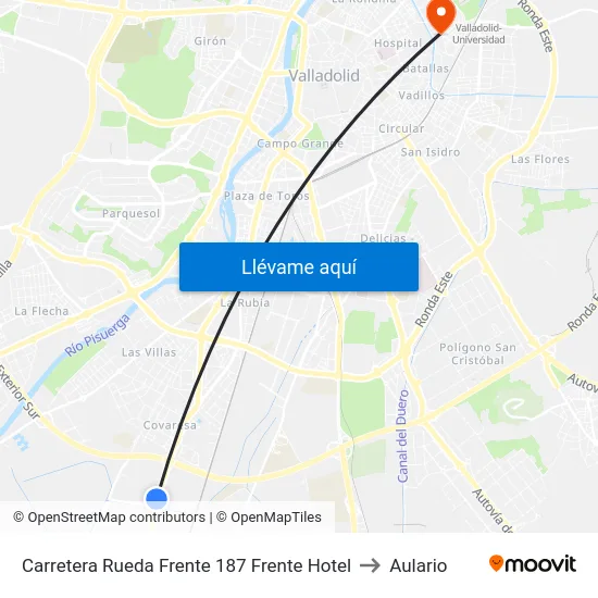 Carretera Rueda Frente 187 Frente Hotel to Aulario map