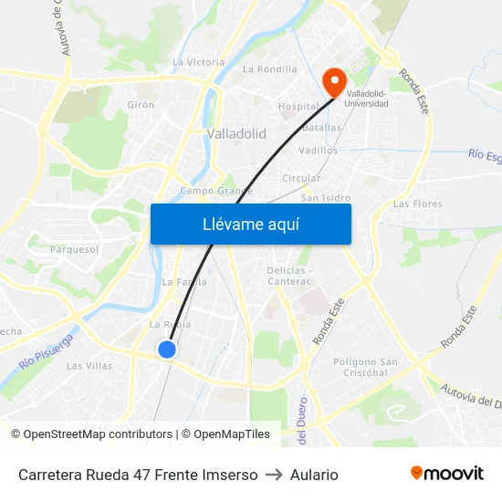 Carretera Rueda 47 Frente Imserso to Aulario map
