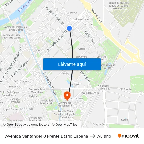 Avenida Santander 8 Frente Barrio España to Aulario map