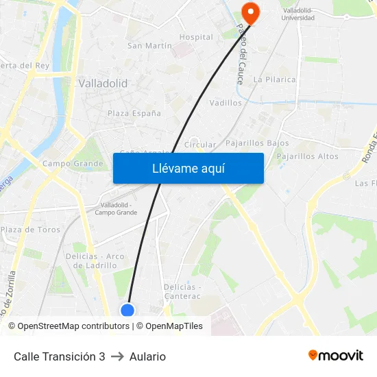 Calle Transición 3 to Aulario map