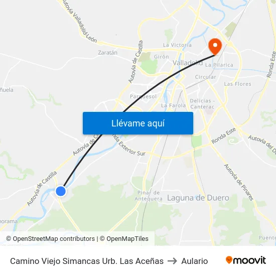 Camino Viejo Simancas Urb. Las Aceñas to Aulario map