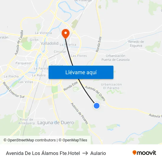 Avenida De Los Álamos Fte.Hotel to Aulario map