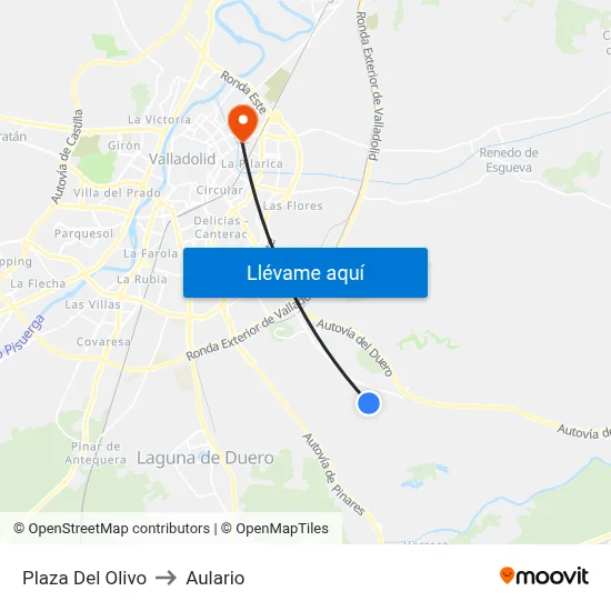 Plaza Del Olivo to Aulario map
