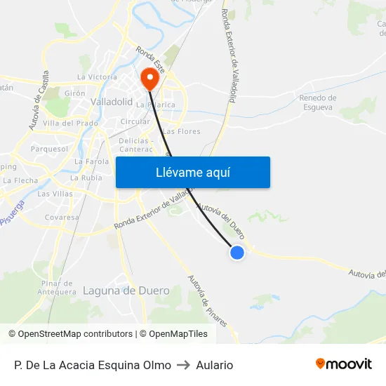 P. De La Acacia Esquina Olmo to Aulario map