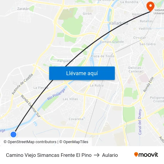 Camino Viejo Simancas Frente El Pino to Aulario map