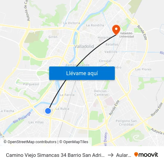 Camino Viejo Simancas 34 Barrio San Adrián to Aulario map