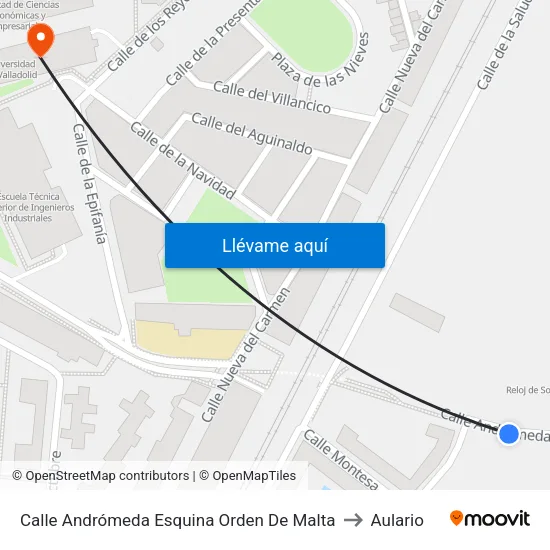 Calle Andrómeda Esquina Orden De Malta to Aulario map