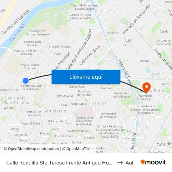 Calle Rondilla Sta.Teresa Frente Antiguo Hospital Ríohortega to Aulario map