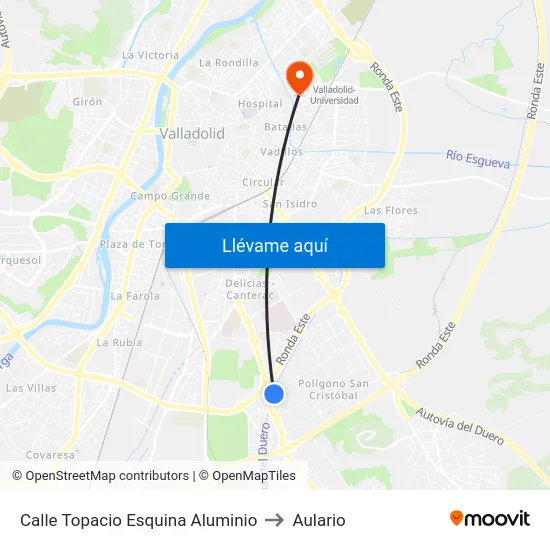 Calle Topacio Esquina Aluminio to Aulario map