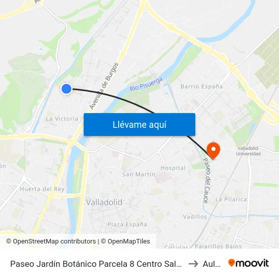 Paseo Jardín Botánico Parcela 8 Centro Salud La Victoria to Aulario map