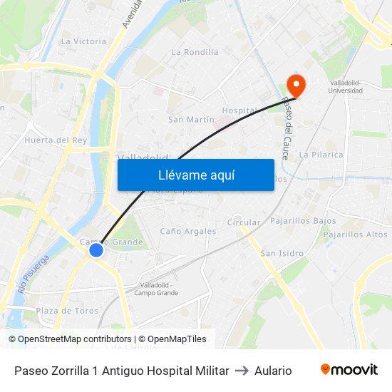Paseo Zorrilla 1 Antiguo Hospital Militar to Aulario map