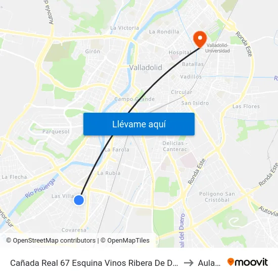 Cañada Real 67 Esquina Vinos Ribera De Duero to Aulario map