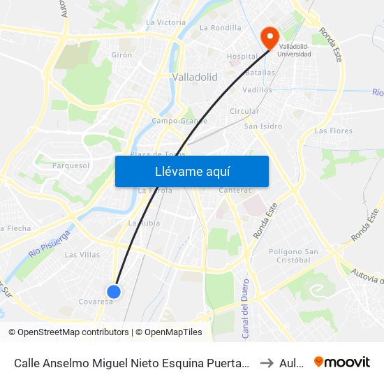 Calle Anselmo Miguel Nieto Esquina Puertas De Valladolid to Aulario map