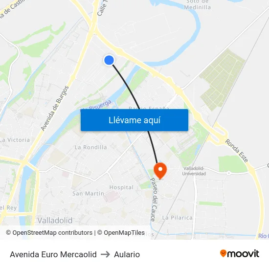 Avenida Euro Mercaolid to Aulario map