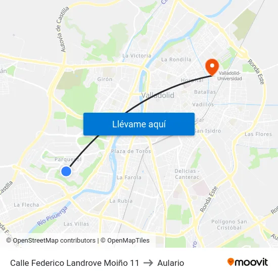 Calle Federico Landrove Moiño 11 to Aulario map