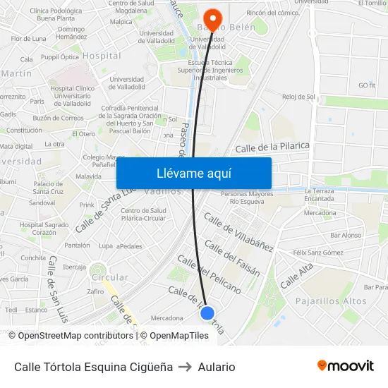 Calle Tórtola Esquina Cigüeña to Aulario map