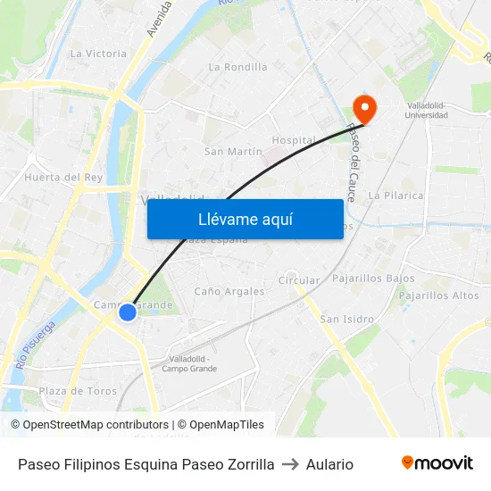 Paseo Filipinos Esquina Paseo Zorrilla to Aulario map