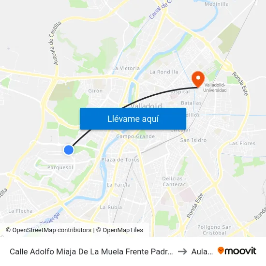 Calle Adolfo Miaja De La Muela Frente Padre Llanos to Aulario map