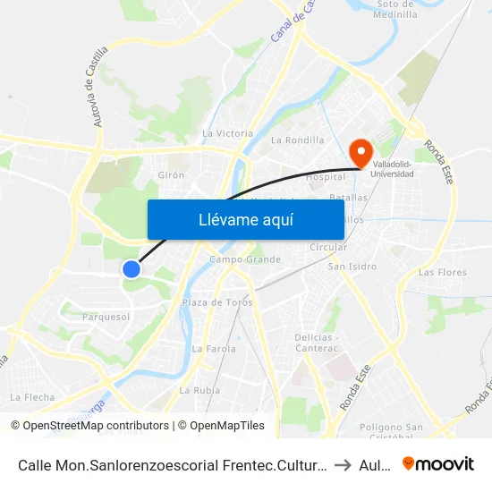 Calle Mon.Sanlorenzoescorial Frentec.Culturalmigueldelibes to Aulario map