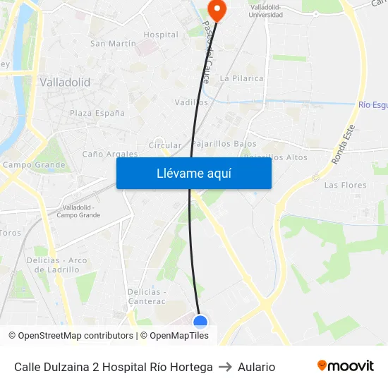Calle Dulzaina 2 Hospital Río Hortega to Aulario map