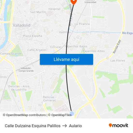 Calle Dulzaina Esquina Palillos to Aulario map