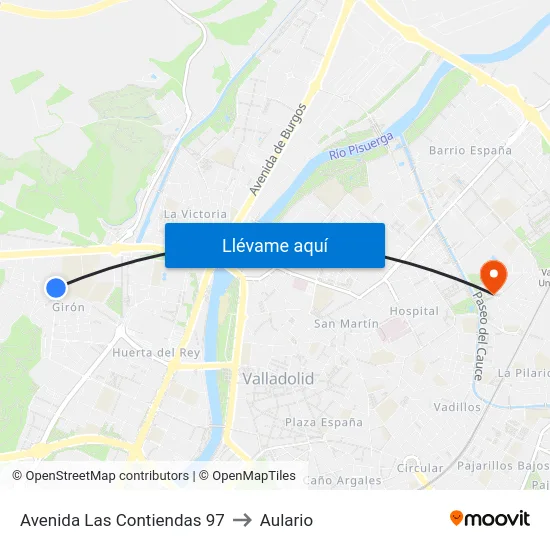 Avenida Las Contiendas 97 to Aulario map