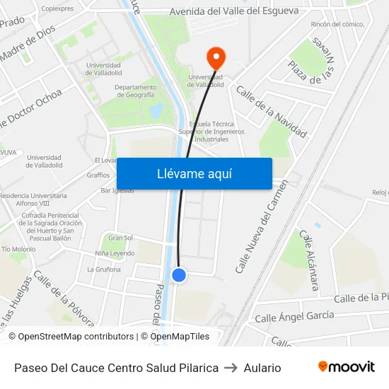 Paseo Del Cauce Centro Salud Pilarica to Aulario map