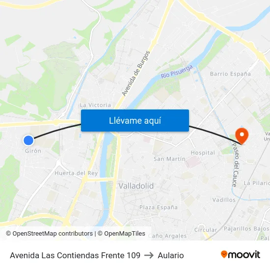 Avenida Las Contiendas Frente 109 to Aulario map