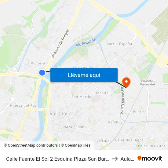 Calle Fuente El Sol 2 Esquina Plaza San Bartolomé to Aulario map