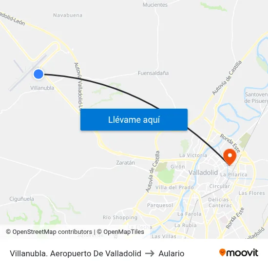 Villanubla. Aeropuerto De Valladolid to Aulario map
