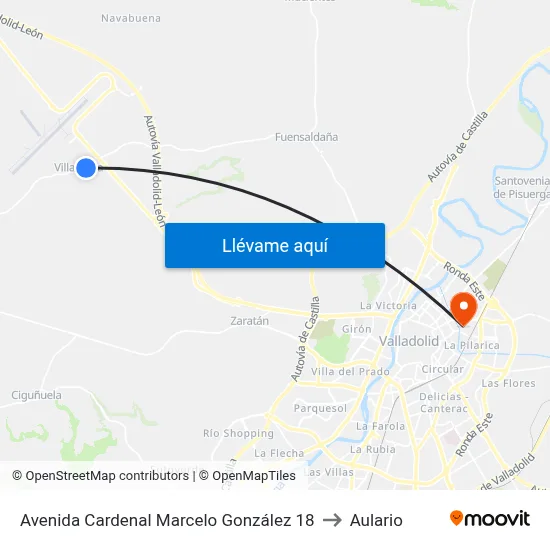 Avenida Cardenal Marcelo González 18 to Aulario map