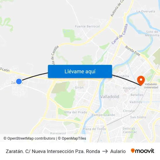 Zaratán. C/ Nueva Intersección Pza. Ronda to Aulario map