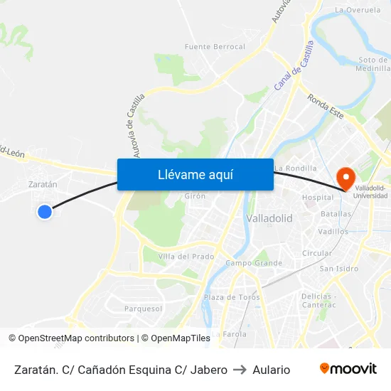 Zaratán. C/ Cañadón Esquina C/ Jabero to Aulario map