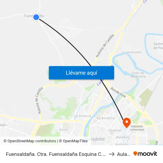 Fuensaldaña. Ctra. Fuensaldaña Esquina C.º Prado to Aulario map