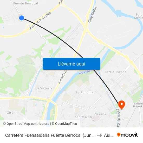 Valladolid. Ctra. Fuensaldaña (Fuente Berrocal, Junto Gasolinera) to Aulario map