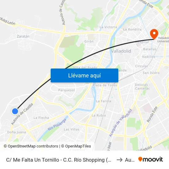 C/ Me Falta Un Tornillo - C.C. Río Shopping (Arroyo De La Encomienda) to Aulario map