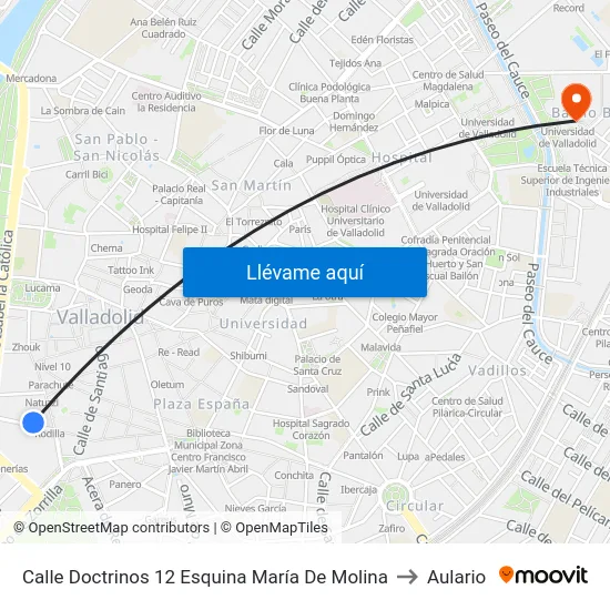 Calle Doctrinos 12 Esquina María De Molina to Aulario map