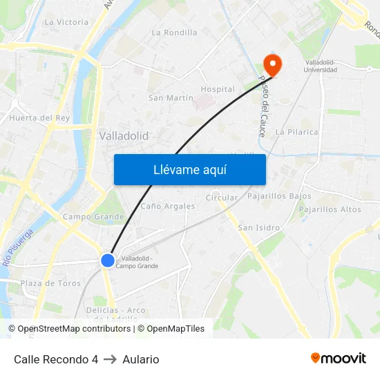 Calle Recondo 4 to Aulario map