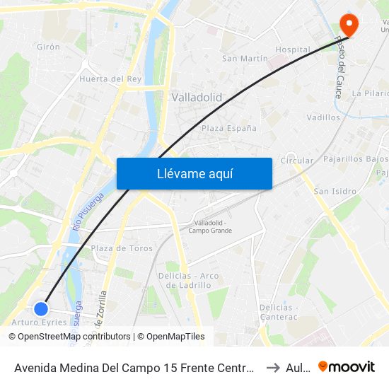 Avenida Medina Del Campo 15 Frente Centro Salud Arturo Eyríes to Aulario map
