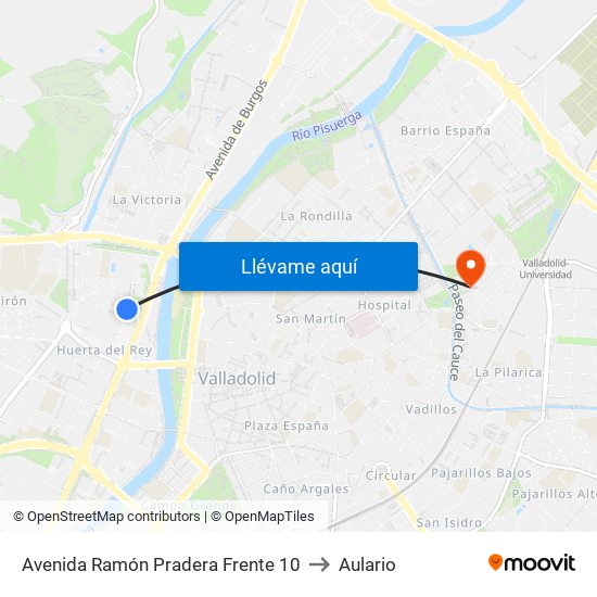 Avenida Ramón Pradera Frente 10 to Aulario map