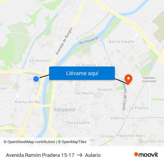 Avenida Ramón Pradera 15-17 to Aulario map