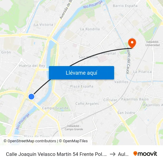 Calle Joaquín Velasco Martín 54 Frente Pol. Huerta Rey to Aulario map