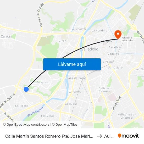Calle Martín Santos Romero Fte. José María Castilviejo to Aulario map