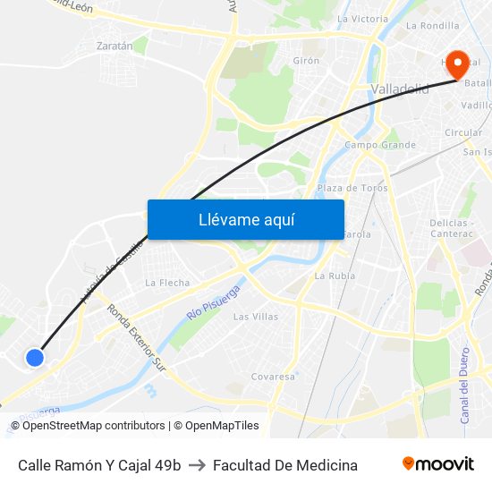 Calle Ramón Y Cajal 49b to Facultad De Medicina map