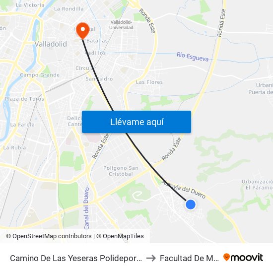 Camino De Las Yeseras Polideportivo Municipal to Facultad De Medicina map