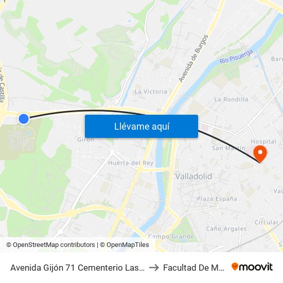 Avenida Gijón 71 Cementerio Las Contiendas to Facultad De Medicina map