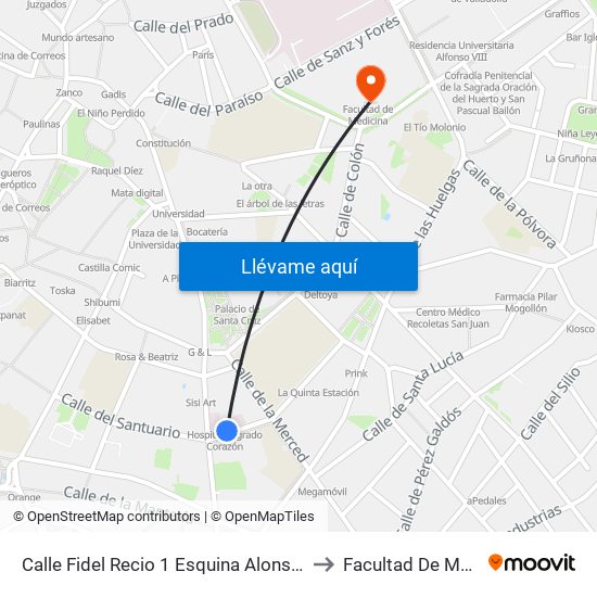 Calle Fidel Recio 1 Esquina Alonso Pesquera to Facultad De Medicina map