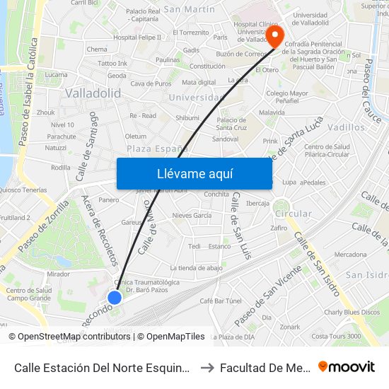 Calle Estación Del Norte Esquina Recondo to Facultad De Medicina map