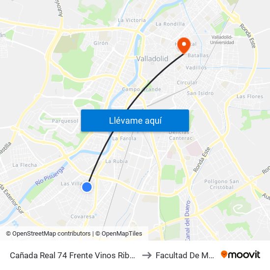Cañada Real 74 Frente Vinos Ribera De Duero to Facultad De Medicina map