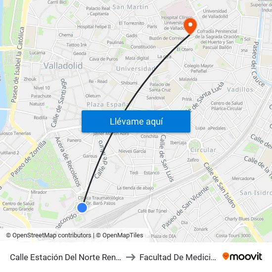 Calle Estación Del Norte Renfe to Facultad De Medicina map